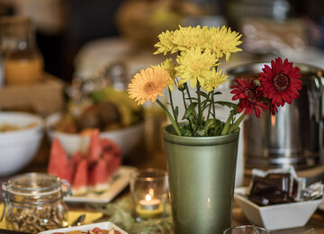 Blumendekoration im Gasthaus Obermayr